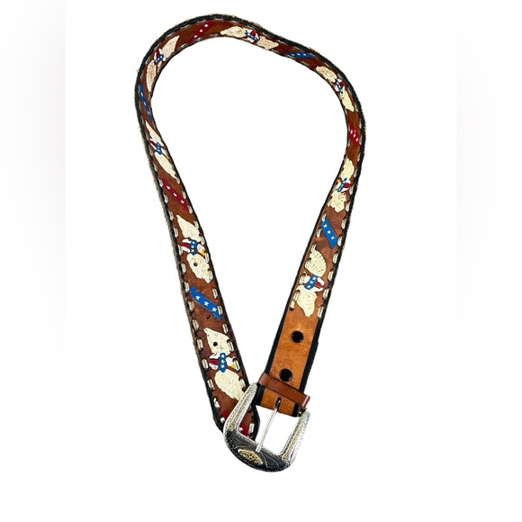 Vintage Handmade Western Leather Belt with Eagle Motif Made in Mexico - Picture 3 of 5